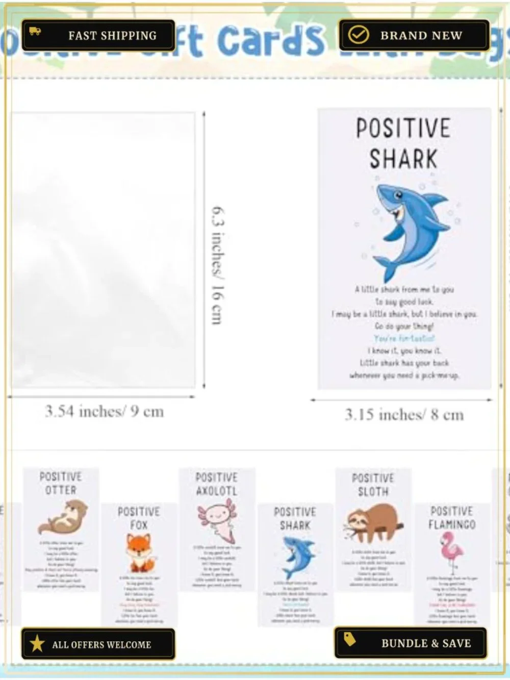 Positive Acrylic Animal Keychain Set with Inspirational Cards for Gifts